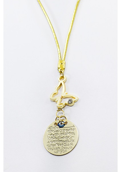 Gold Renkli Metal Dikiz Ayna Süsü, Kelebek Nazar Boncuğu Ayetel Kürsi Yeni Araba Hediyesi indirimleri