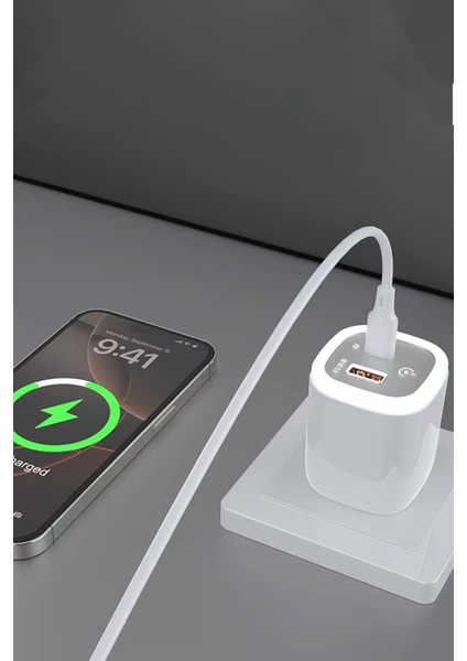 30W Usb-C To Type-C / USB + Pd Hızlı Şarj Aleti - Gece Lambası - Dokunmatik Ledli Şarj Aleti indirimleri