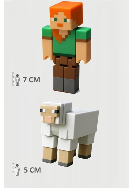 Minecraft Alex ve Beyaz Koyun Sheep Set Hareketli Eklemli Figür