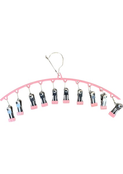 Pembe Çoklu Çorap Şal Iç Çamaşırı Askısı