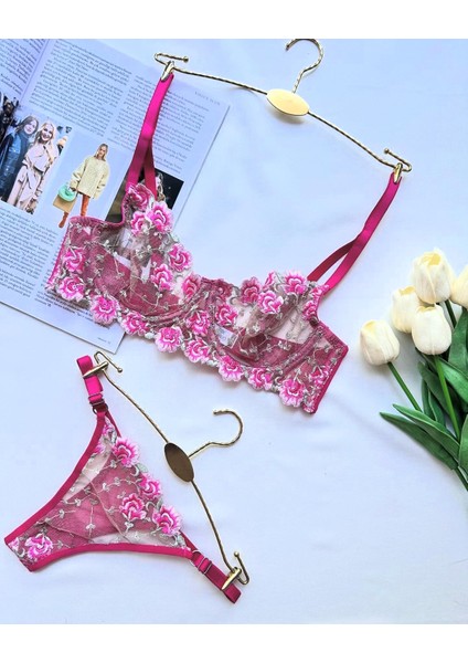 Rose Transparan Sütyen Takımı