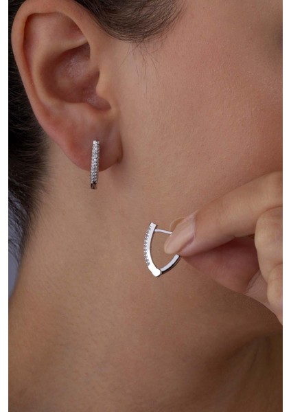 Zirkon Taşlı J Gümüş Küpe