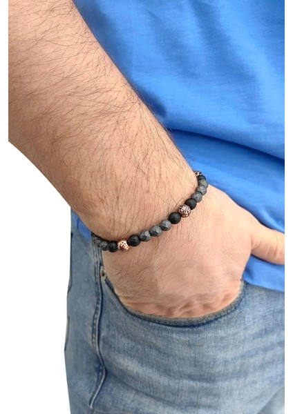 Lastikli Doğal Hematit Taşlı Erkek Bileklik EY35 fiyatları