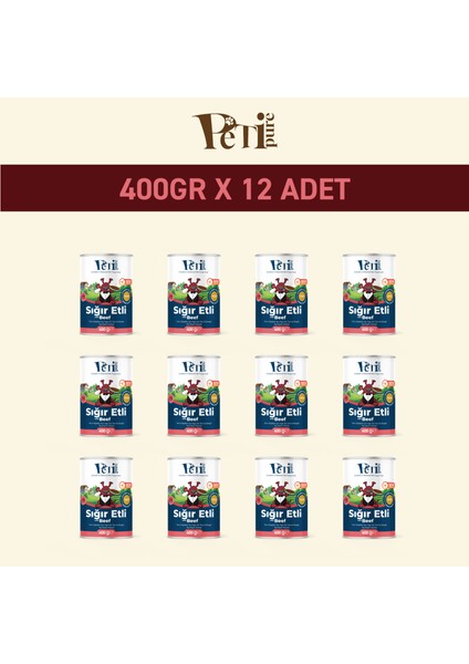 Sığır Etli Yaş Konserve Yavru Köpek Maması, Jöle Içinde Parça Etli, 400 gr x 12 Adet fiyatları