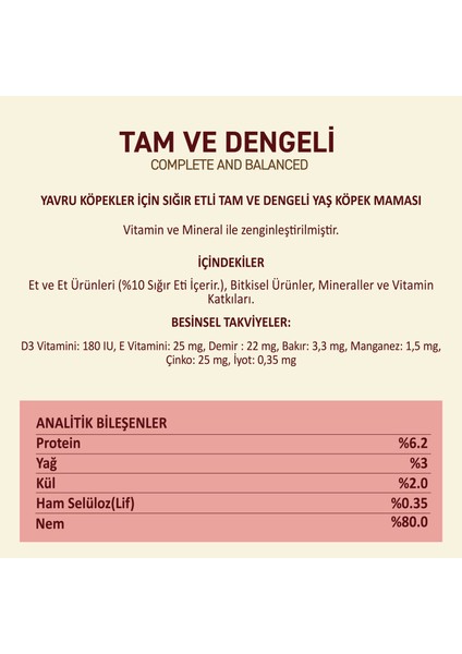 Sığır Etli Yaş Konserve Yavru Köpek Maması, Jöle Içinde Parça Etli, 400 gr x 12 Adet modelleri