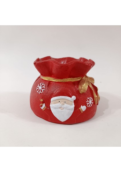 Rüzgarlı Atölye Noel Babalı Çuval Saksı-Mumluk