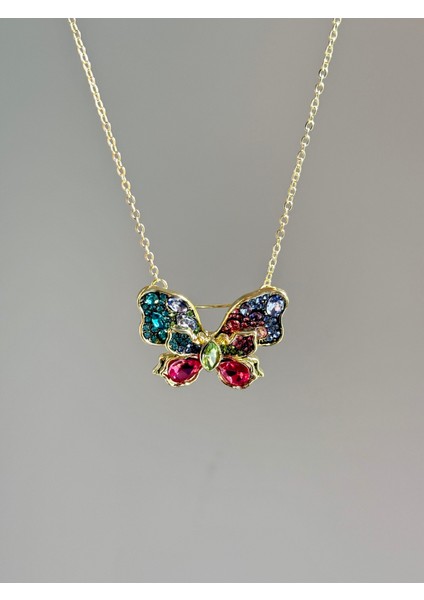 Idyllia Serisi Kelebek Kolye Çiçek Kolye Broş Olarak Da Kullanılabilir