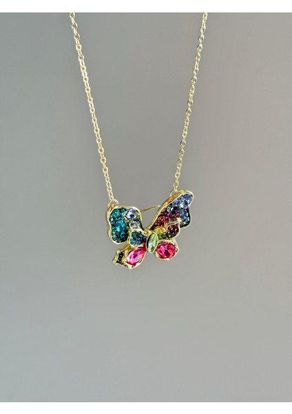 Idyllia Serisi Kelebek Kolye Çiçek Kolye Broş Olarak Da Kullanılabilir modelleri