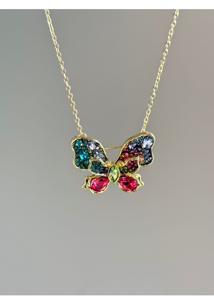 Idyllia Serisi Kelebek Kolye Çiçek Kolye Broş Olarak Da Kullanılabilir fırsatları