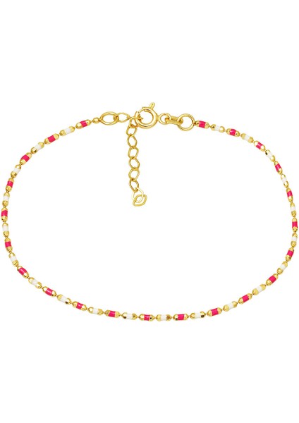 Pembe Mineli 14 Ayar Altın Bileklik