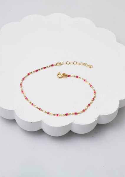 Pembe Mineli 14 Ayar Altın Bileklik fırsatları