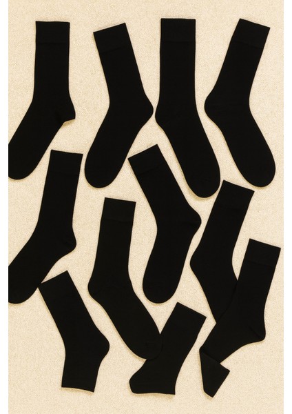 Erkek 12'li Düz Erkek Pamuklu Çorap Seti