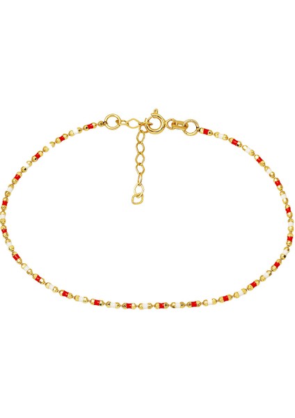 Kırmızı Mineli Altın Bileklik 14 Ayar