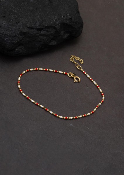 Kırmızı Mineli Altın Bileklik 14 Ayar modelleri