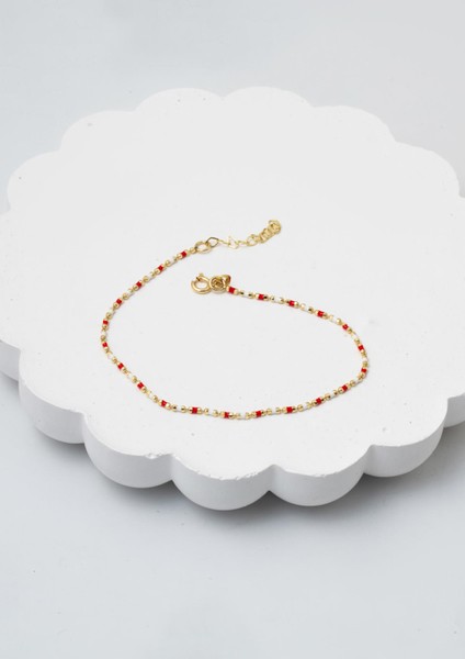 Kırmızı Mineli Altın Bileklik 14 Ayar fırsatları