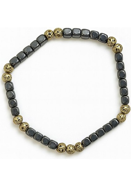 Lastikli Doğal Hematit Taşlı Erkek Bileklik EY37