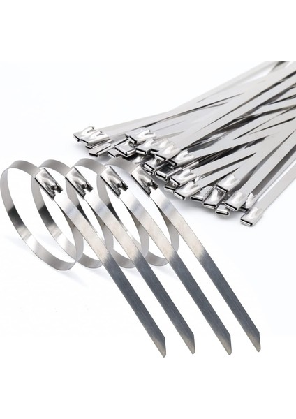 Paslanmaz Çelik Kablo Bağı Cırt Kelepçe 7,9X370 Siyah 304 Kalite Polyester Kaplı Tork 100 'lü Paket