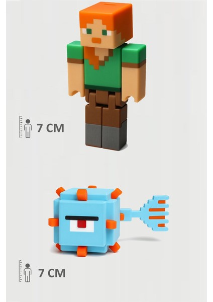 Minecraft Alex ve Guardian Set Hareketli Eklemli Figür
