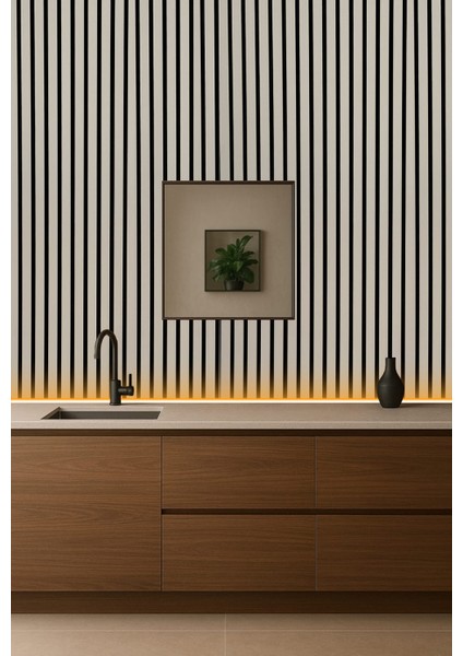 Mdf Ahşap Akustik Duvar Paneli 60X275 cm - Soft Gri (pvc) - Çizilmez modelleri