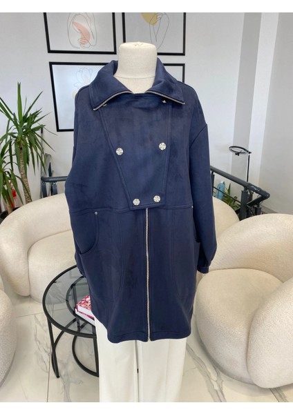 Nuss Kısa Süet Kap Lacivert