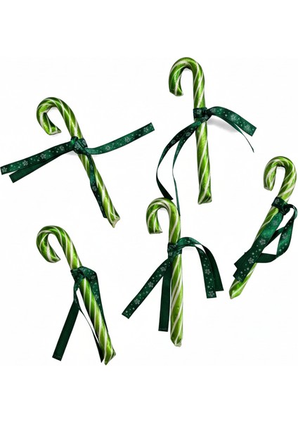 Yılbaşı Baston Şeker 5 Adet Yeşil Beyaz Hediyelik modelleri