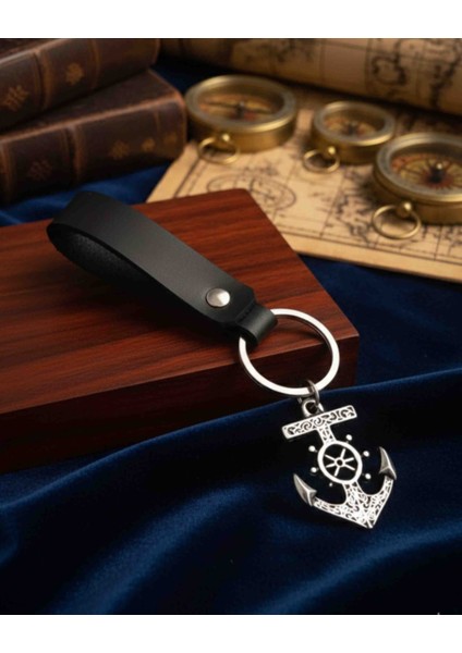 Deri Anahtarlık Denizci Çapa Sembol Hakiki Deri Anahtarlık Hediye Anahtarlık