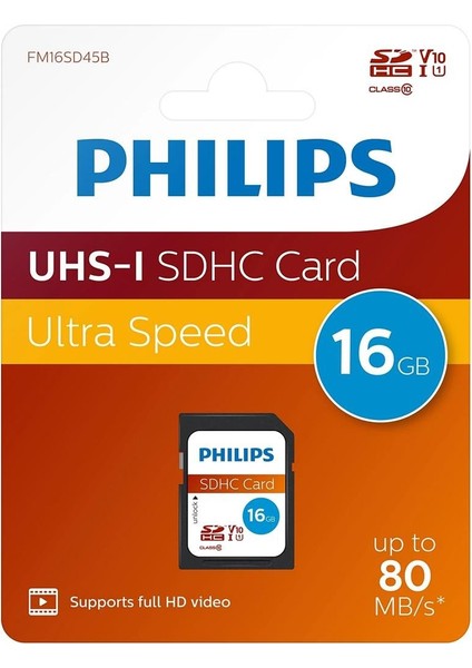 16GB Ultra Hızlı 80MB/S Uhs-I Sdhc Hafıza Kartı (FM16SD45B/00)