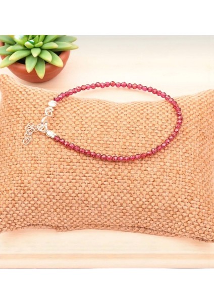 Lal Garnet Taşı Gümüş Aparatlı Bileklik