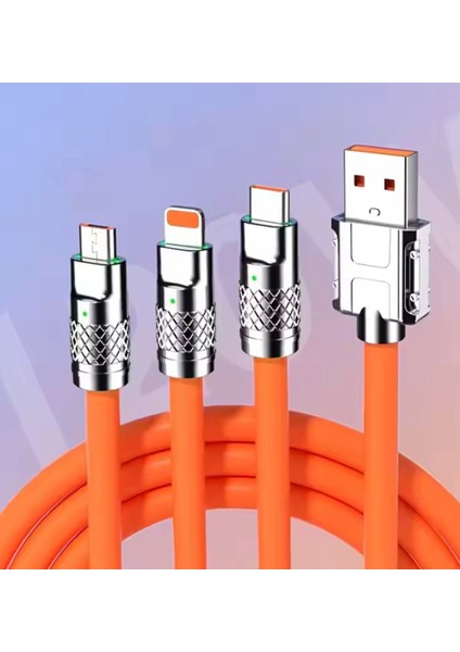 120W 3 Başlıklı USB Şarj ve Data Kablosu Ultra Hızlı Şarj Iphone Android Tablet Ipad Için fiyatları