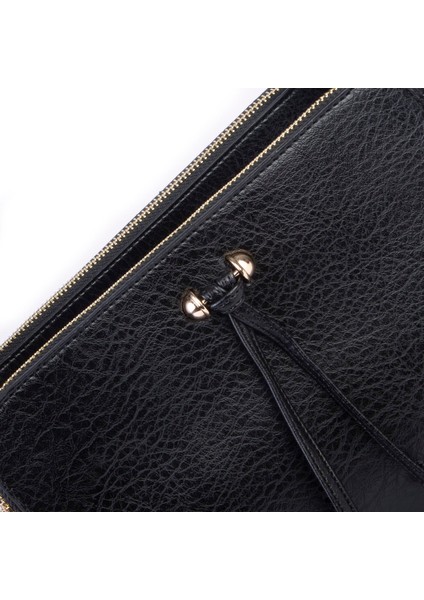 Kadın Ayarlanabilir Askılı Üç Gözlü Şık Çapraz Çanta Siyah Victoria modelleri