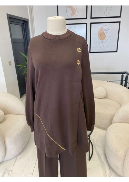 Nuss Fermuar Detaylı Kahverengi Takım fiyatları