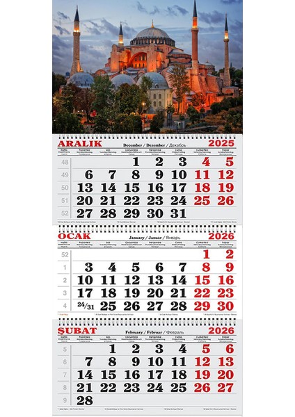 2026 Yılı Gemici Takvimi- Ayasofya Camii'de Gece