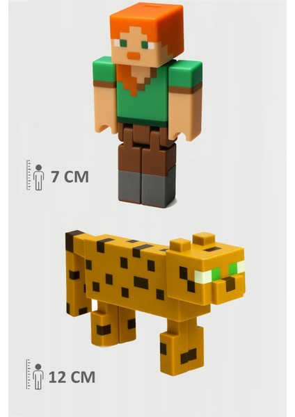 Minecraft Alex ve Ocelon Set Hareketli Eklemli Figür