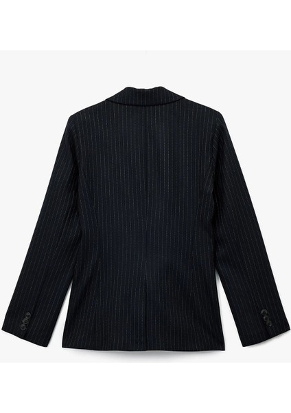 Kadın Koton x Melis Ağazat - Uzun Kollu Cepli Çizgili Oversize Blazer Ceket 6WAK50032EW indirimleri