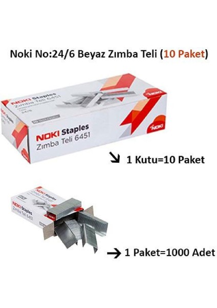 6451 Zımba Teli No:24/6 1000 Adet Beyaz 10 Adet