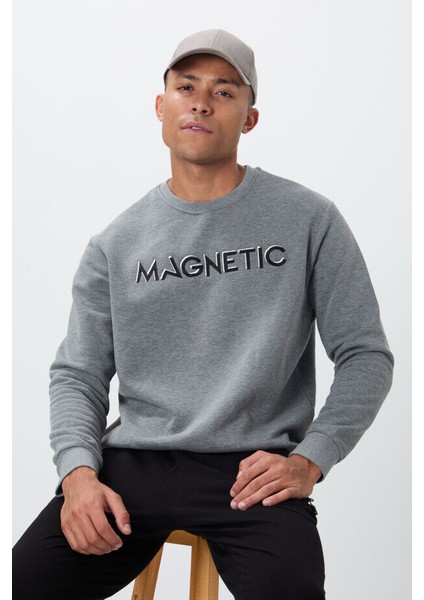 Rahat Form O Yaka 2li Paket Siyah-Gri Melanj Erkek Sweatshirt - 88020 modelleri