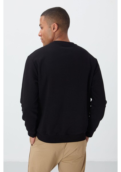 Rahat Form O Yaka 2li Paket Siyah-Gri Melanj Erkek Sweatshirt - 88020 fırsatları