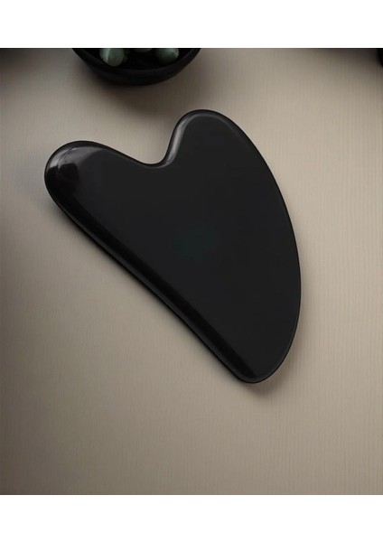 Obsidyen Doğal Taş Gua Sha Yüz Masaj Taşı