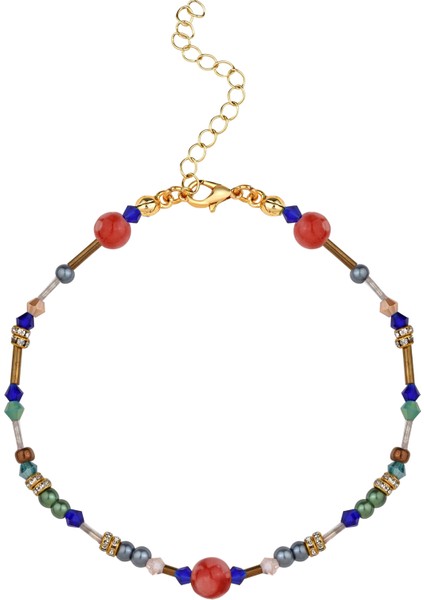 Doğal Taş Detaylı Boncuk Halhal