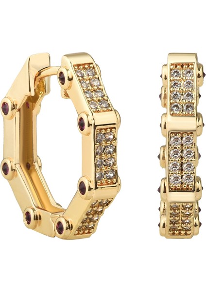 Taş Detaylı Halka Küpe