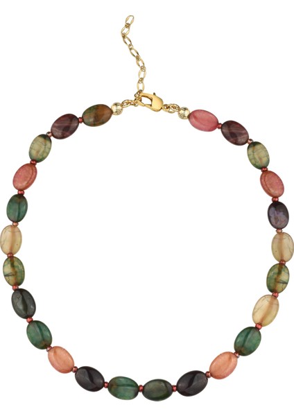 Renkli Turmalin Taş Kolye