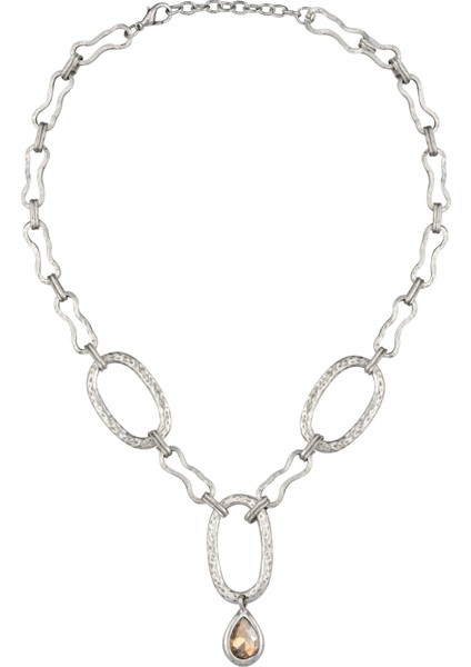 Taş Detaylı Zincir Silver Kolye