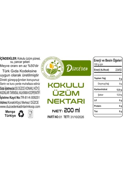 Kokulu Üzüm Nektarı 200 ml