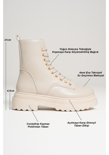 Anco Özel Tasarım Kışlık Bej Kalın Tabanlı Kadın Bot fırsatları