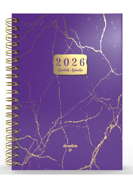 Spiralli 2026 Ajanda Mermer Mor