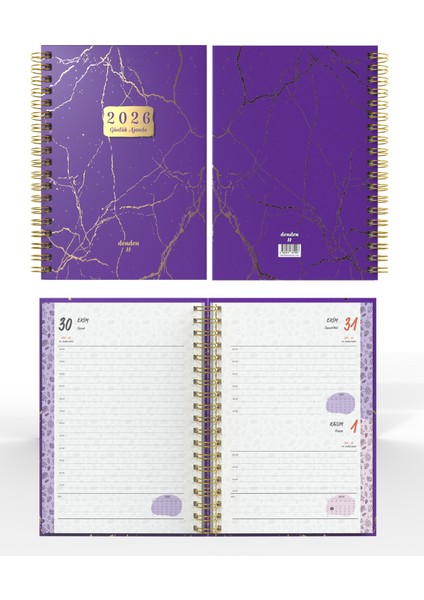 Spiralli 2026 Ajanda Mermer Mor modelleri