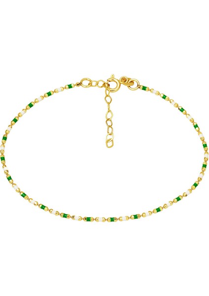 Yeşil Mineli Altın Bileklik 14 Ayar