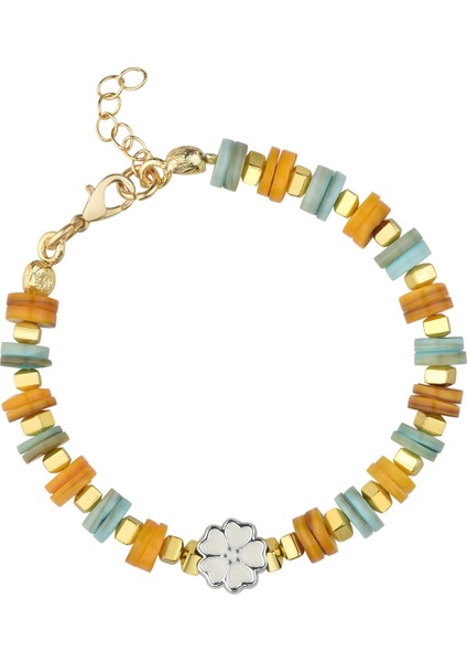 Yonca Detaylı Renkli Taş Bileklik