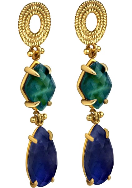 Zümrüt Ve Lapis Doğal Taşlı Kolye