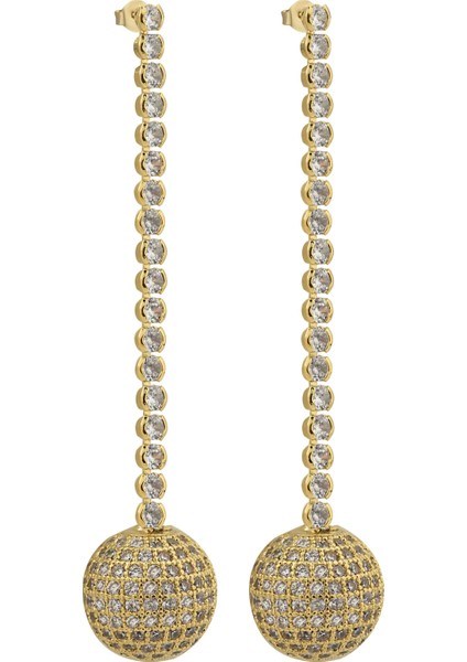 Taşlı Uzun Top Küpe